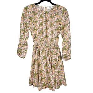 J Crew XXS Orange Purple Smocked Waist Mini Dress Liberty Butterfield Poppy